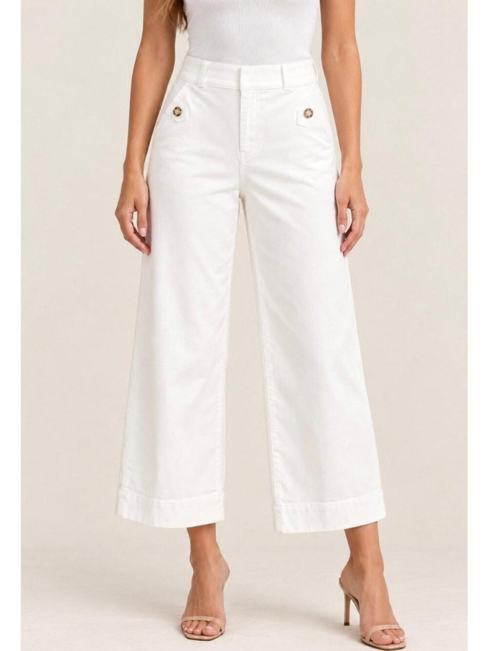 SPANX Stretch Twill Wide Leg Crop Pants White 3X